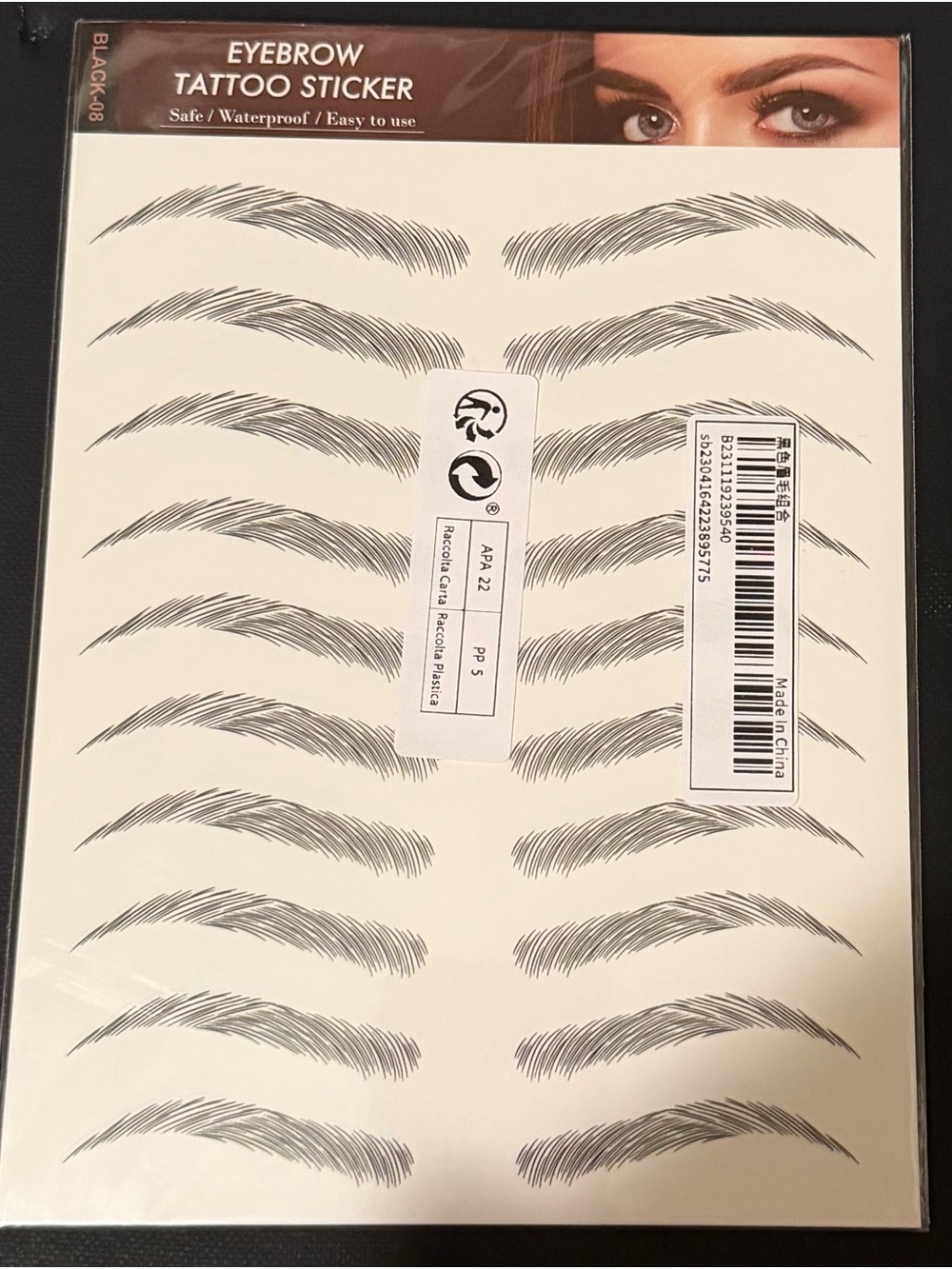 Eyebrow Tattoo Stickers – Natural Black Semi-Permanent Brows